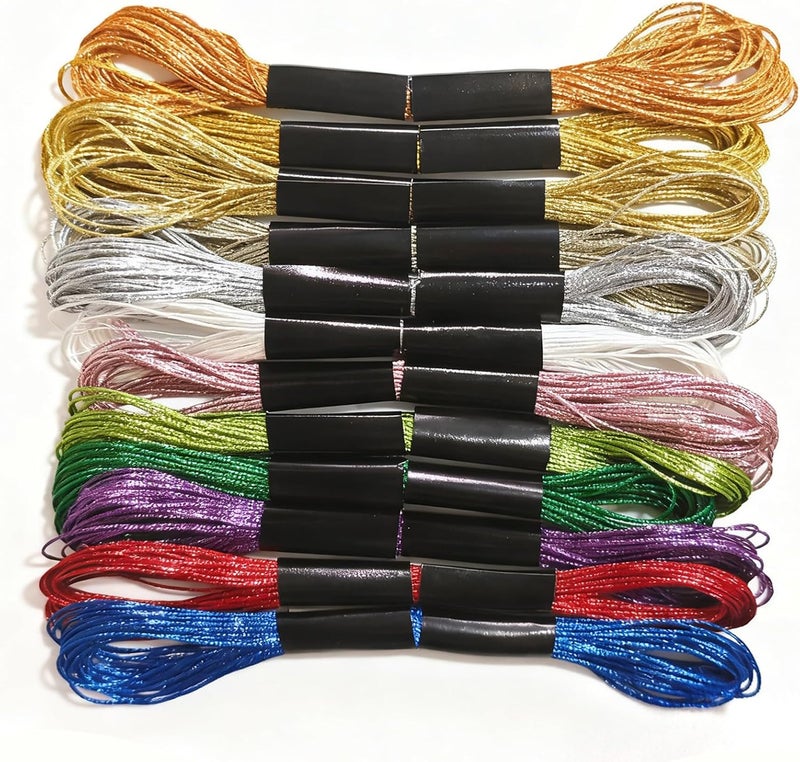 Keromtein 12 Skeins Metallic Embroidery Floss, Multi-Purpose Cross Stitch Thread, Mix Colours Hand Embroidery Supplies（8 m 12 Strands） - Image 1
